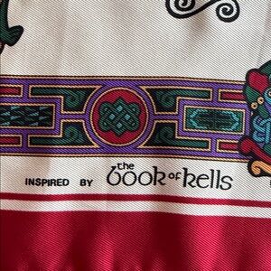 Vintage Multicolor Celtic Design Scarf 26” Square The Book of The Kells